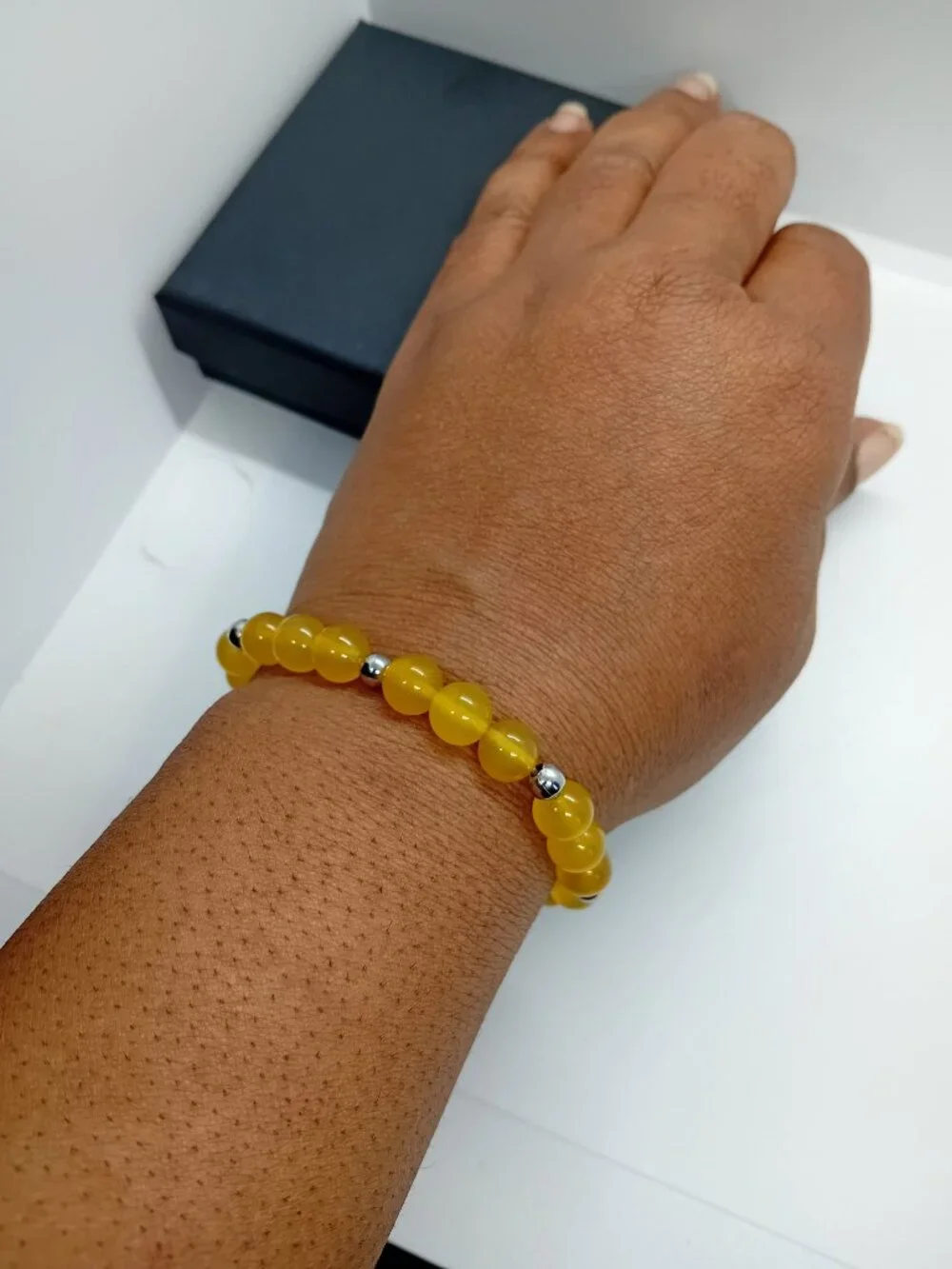 Yellow Agate Stretch Bracelet 304 Stainless Steel | Confidence Success Energy